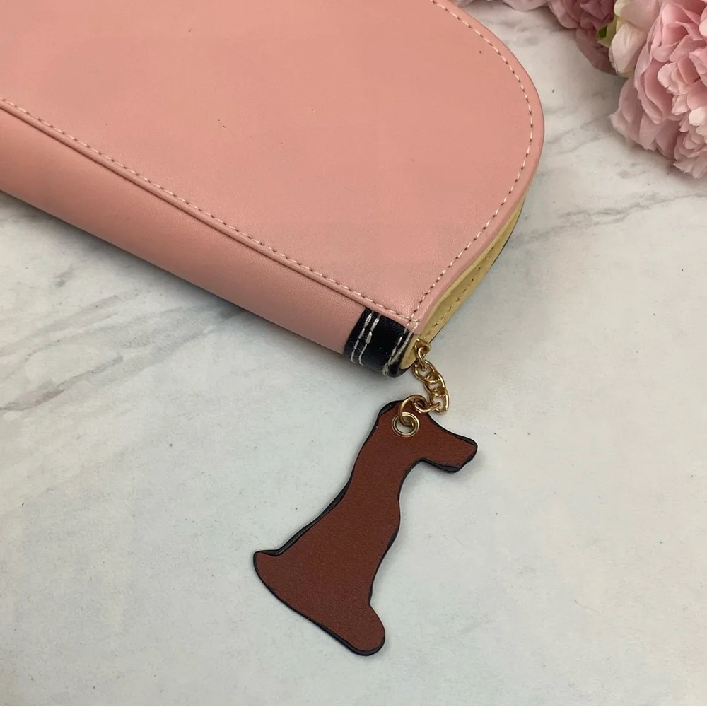 Silly Cartoon Dog Pink Vegan Leather Clutch Wallet - Picture 13 of 16